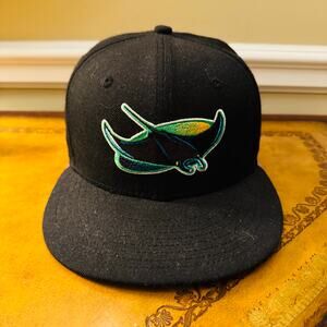 Tampa Bay Rays MLB Black Cooperstown
New Era Fitted Wool Baseball Hat Cap 7 1/8